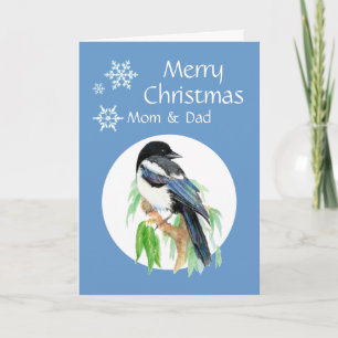 Cartes Pour Fêtes Annuelles Christmas Magpie Maman Papa Jardin Oiseau