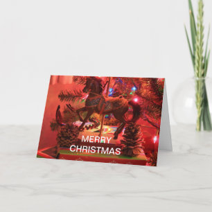 CARTES POUR FÊTES ANNUELLES CHRISTMAS MERRY GO ROUND HORSE CHRISTMAS CARD