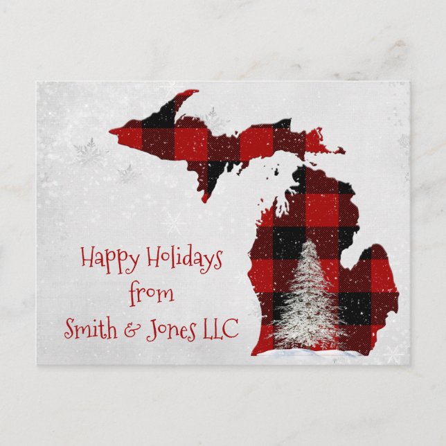 Cartes Pour Fêtes Annuelles Christmas Michigan Buffalo Plaid (Devant)