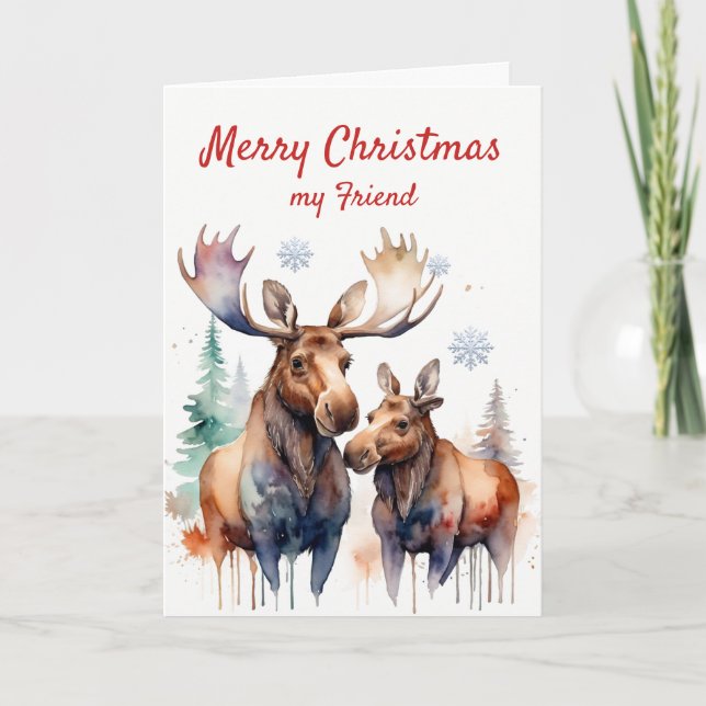 Cartes Pour Fêtes Annuelles Christmas Moose-t Merveilleux Ami Ami Moose (Devant)