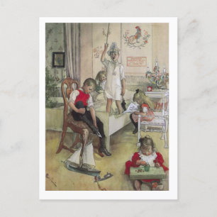 Cartes Pour Fêtes Annuelles "Christmas Morning" peinture suédoise Carl Larsson