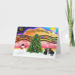 Cartes Pour Fêtes Annuelles Christmas Music 2 - Carlins (deux noirs)