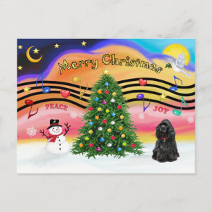 Cartes Pour Fêtes Annuelles Christmas Music 2 - Cocker Spaniel (noir)