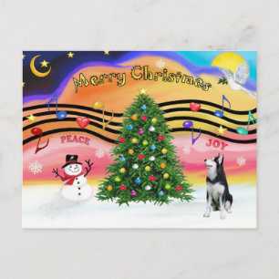 Cartes Pour Fêtes Annuelles Christmas Music 2 - Sibérien Husky