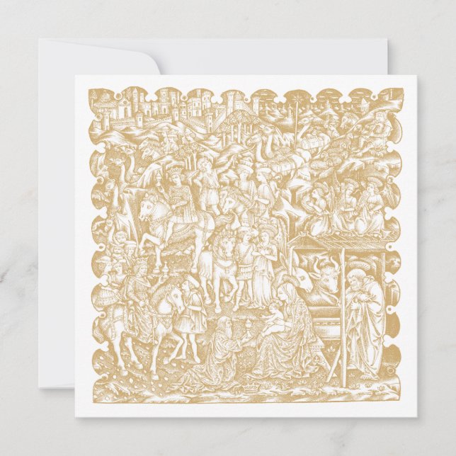 Cartes Pour Fêtes Annuelles Christmas Nativity Renaissance Era Woodcut (Devant)