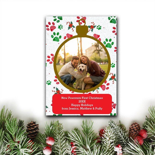Cartes Pour Fêtes Annuelles Christmas New Dog Parents Customize Photo (Créateur téléchargé)