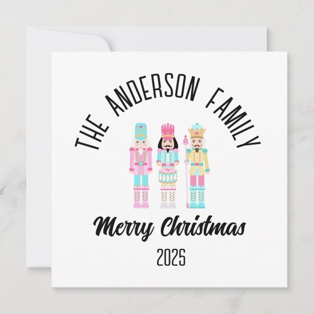 Cartes Pour Fêtes Annuelles Christmas Nutcracker Pastel Personalized Name (Devant)