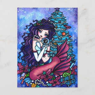 Cartes Pour Fêtes Annuelles Christmas Orca Mermaid Fantasy Art Postcard