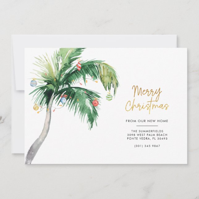 Cartes Pour Fêtes Annuelles Christmas Palm Tree Coastal Moving (Devant)