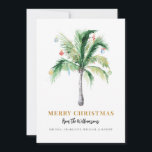 Cartes Pour Fêtes Annuelles Christmas Palm Tree Script Modern<br><div class="desc">Create a personalized Christmas card that captures your family's unique spirit. Featuring a modern decorated coastal palm tree that takes center stage, surrounded by festive elements. This elegant card is a perfect way to spread holiday cheer and create lasting memories. Simply replace the names with your own and let the...</div>