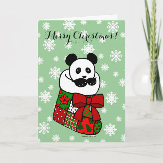 Cartes Pour Fêtes Annuelles Christmas Panda Cartoon Stocking Snowflake