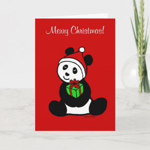 Cartes Pour Fêtes Annuelles Christmas Panda Santa Hat