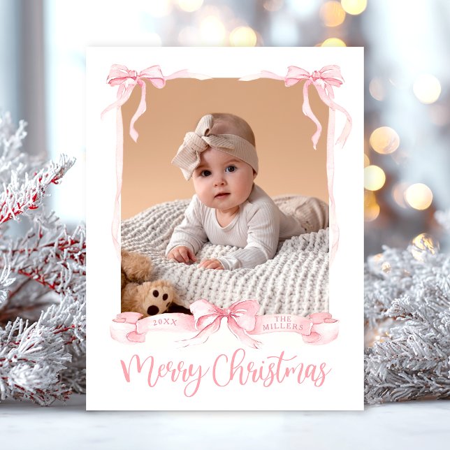 Cartes Pour Fêtes Annuelles Christmas Pink Photo (Créateur téléchargé)