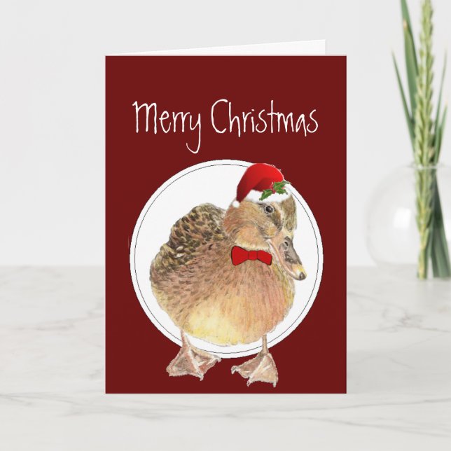 Cartes Pour Fêtes Annuelles Christmas Quacker, Funny Duck Humour (Devant)