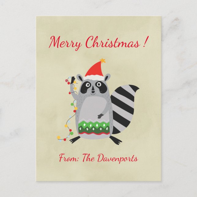 Cartes Pour Fêtes Annuelles Christmas Raccoon (Devant)