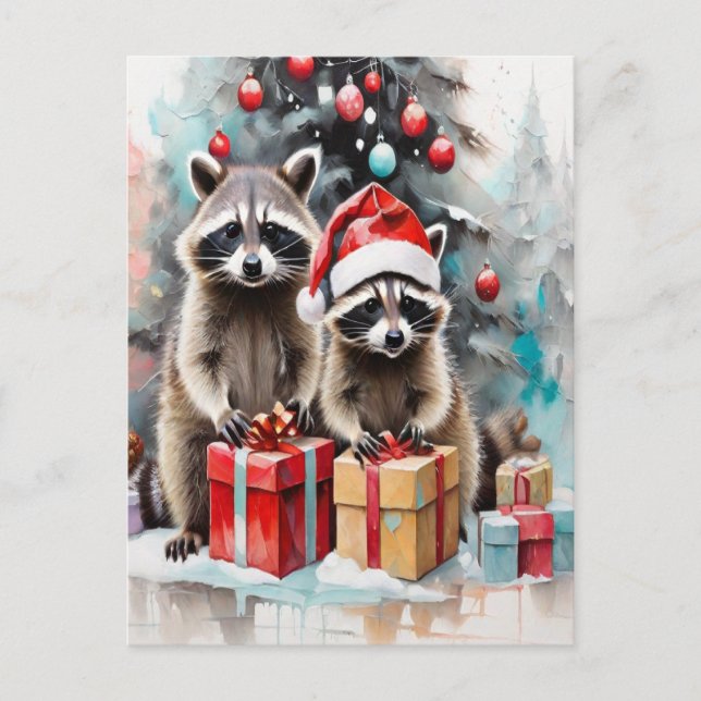 Cartes Pour Fêtes Annuelles Christmas Raccoon Lover (Devant)