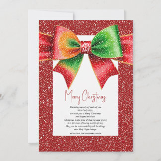 Cartes Pour Fêtes Annuelles Christmas red and green bow and snowflakes