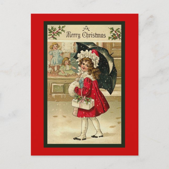 Cartes Pour Fêtes Annuelles "Christmas Red Coat" (Devant)