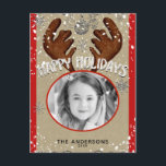 Cartes Pour Fêtes Annuelles Christmas Reindee Winter Snowflakes Holiday Photo<br><div class="desc">Customisez avec votre photo et votre texte.</div>