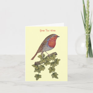 Cartes Pour Fêtes Annuelles Christmas Robin and ivy leaves illustration