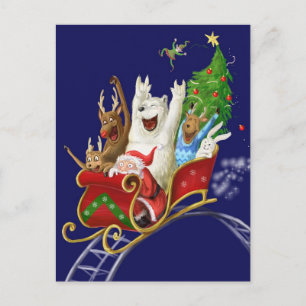 Cartes Pour Fêtes Annuelles Christmas sledge funny digital drawing santa claus