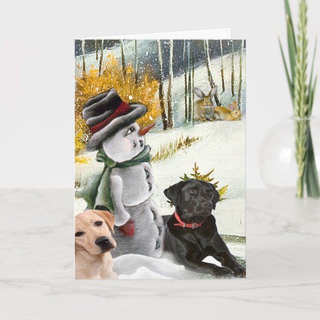 Cartes Pour Fêtes Annuelles Christmas Snow Scene w Labs cards (Devant)