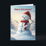 Cartes Pour Fêtes Annuelles Christmas Snowman<br><div class="desc">Une scène d'hiver festive montrant un joyeux bonhomme de neige dans un casquette rouge et foulard. Souhaitez à quelqu'un un joyeux Noël avec une belle carte de bonhomme de neige.</div>