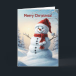 Cartes Pour Fêtes Annuelles Christmas Snowman<br><div class="desc">Une scène d'hiver festive montrant un joyeux bonhomme de neige dans un casquette rouge et foulard. Souhaitez à quelqu'un un joyeux Noël avec une belle carte de bonhomme de neige.</div>