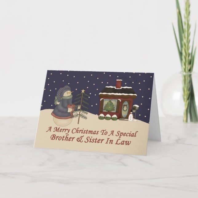 Cartes Pour Fêtes Annuelles Christmas Snowman Brother & Soeur En Droit (Devant)