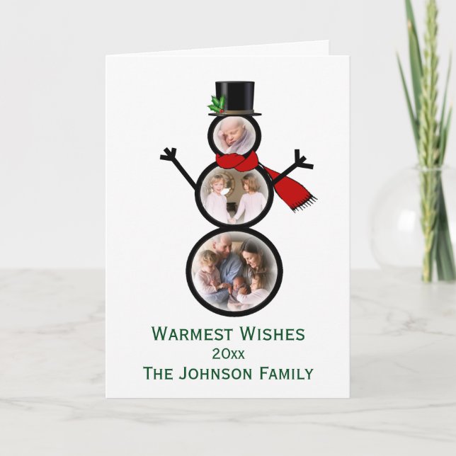 Cartes Pour Fêtes Annuelles Christmas Snowman Photo Frame Template (Devant)