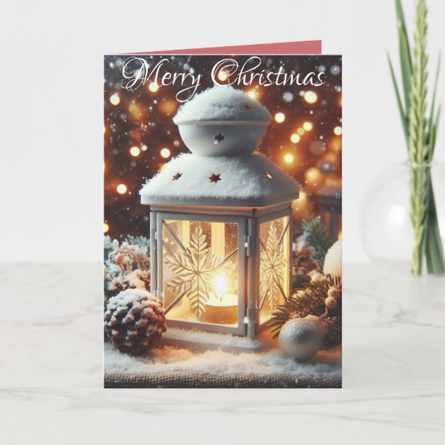 Cartes Pour Fêtes Annuelles Christmas Snowy Lantern Serenity (Devant)