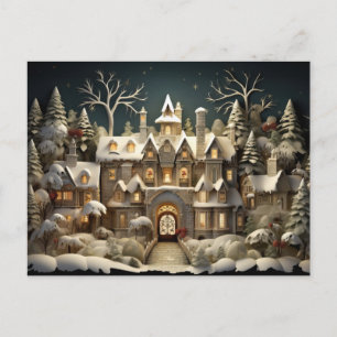 Cartes Pour Fêtes Annuelles Christmas Snowy Manor Storybook Wonderland