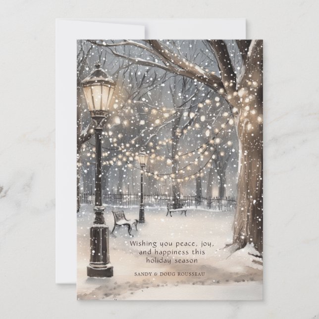 Cartes Pour Fêtes Annuelles Christmas Snowy Night (Devant)