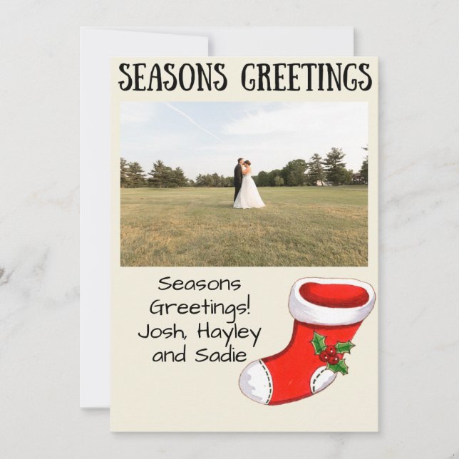 Cartes Pour Fêtes Annuelles Christmas Stocking Seasons Greetings Photo Card (Devant)