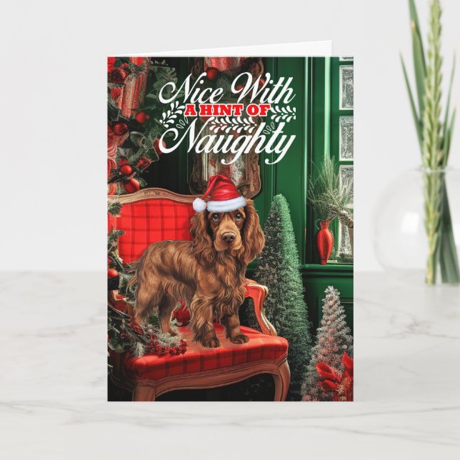Cartes Pour Fêtes Annuelles Christmas Sussex Spaniel Dog Naughty or Nice (Devant)