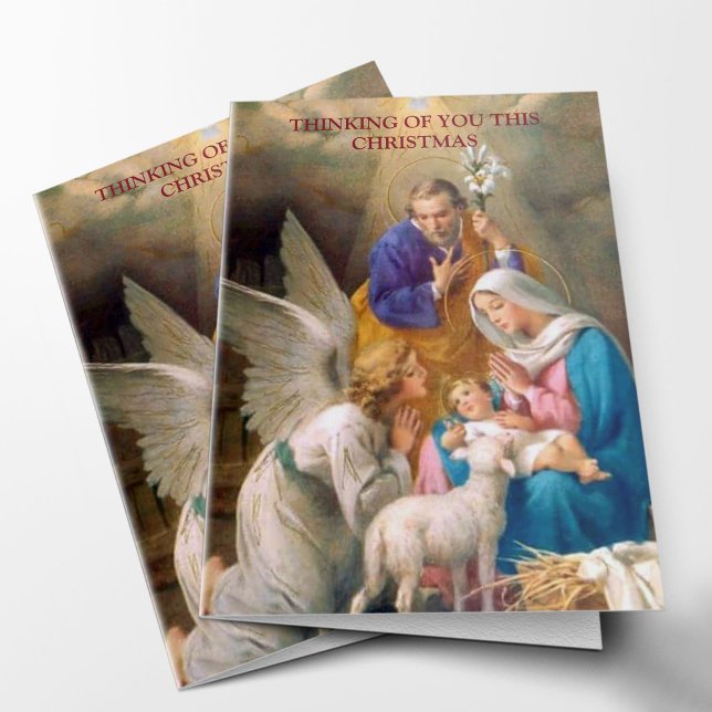 Cartes Pour Fêtes Annuelles Christmas Sympathy Cards | Thinking of You 1 (Nativity Scene Religious Thinking of You Sympathy Remembrance Cards)