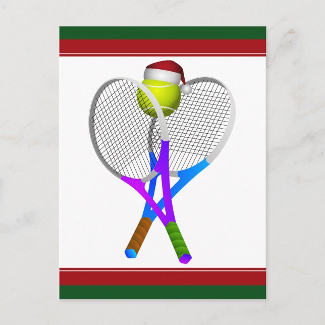 Cartes Pour Fêtes Annuelles Christmas Tennis Ball and Rackets (Devant)
