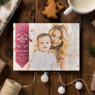 Cartes Pour Fêtes Annuelles Christmas Time burgundi happy Holidays photo