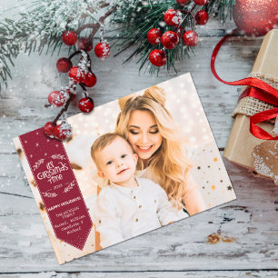 Cartes Pour Fêtes Annuelles Christmas Time burgundi happy Holidays photo