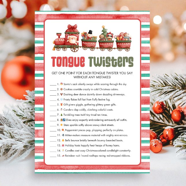 Cartes Pour Fêtes Annuelles Christmas Tongue Twister Game (Christmas Game Card)