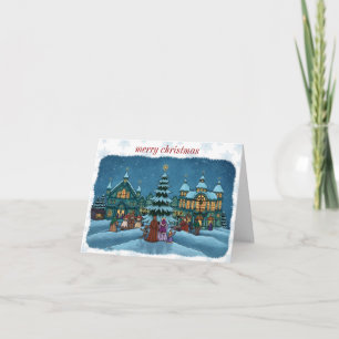 Cartes Pour Fêtes Annuelles christmas town note card snowy edge