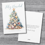 Cartes Pour Fêtes Annuelles Christmas Tree Beach Feliz Navidad<br><div class="desc">Christmas Tree Beach Feliz Navidad Carte de vacances. Feliz Navidad ! Partagez des souhaits chauds et de plage cette saison avec une carte de vacances unique avec un charmant sapin de Noël fabriqué à partir de coquillages et d'étoiles de mer. L'arbre prend le devant de la scène, surmonté d'une étoile...</div>