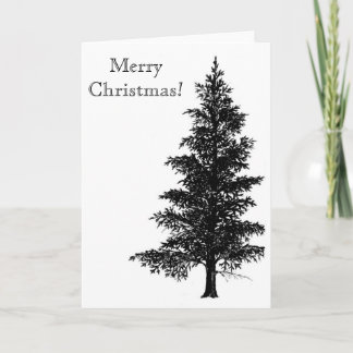Cartes Pour Fêtes Annuelles Christmas tree, black and white drawing.
