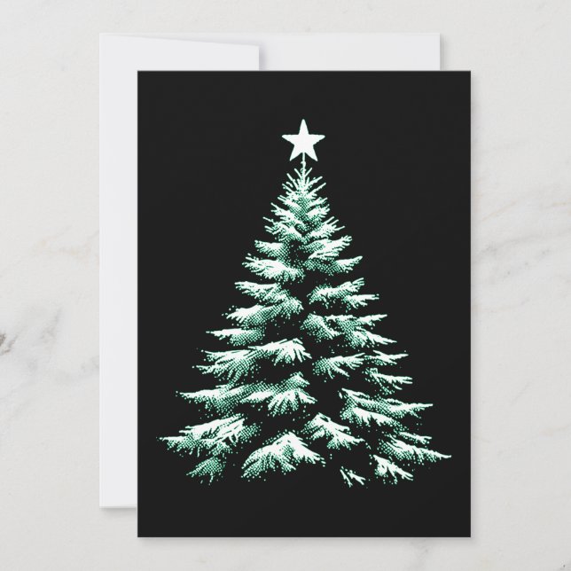 Cartes Pour Fêtes Annuelles Christmas Tree Distresed Grunge Green & Black (Devant)