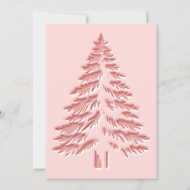 Cartes Pour Fêtes Annuelles Christmas Tree Faux Embossed Distressed Chic Pink (Devant)