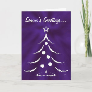 Cartes Pour Fêtes Annuelles Christmas Tree Holiday Greeting Card, White/Purple