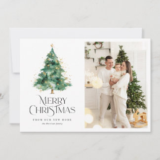 Cartes Pour Fêtes Annuelles Christmas tree holiday text moving announcement