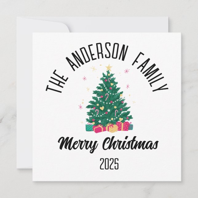 Cartes Pour Fêtes Annuelles Christmas Tree With Lights Personalized Name (Devant)