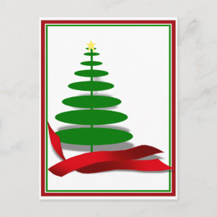 Cartes Pour Fêtes Annuelles Christmas Tree with Red Ribbon
