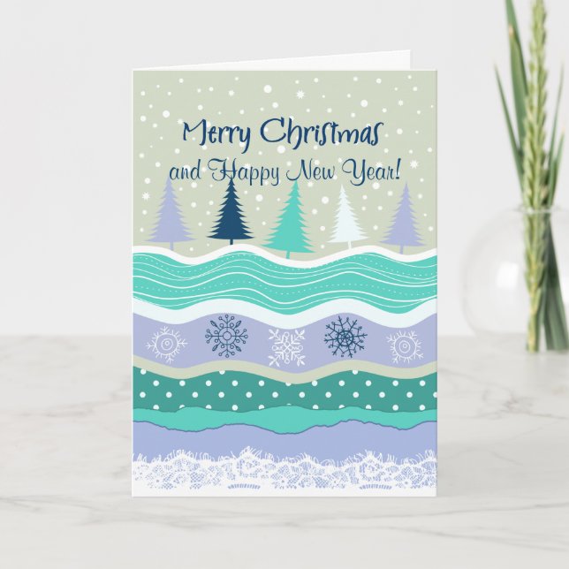 Cartes Pour Fêtes Annuelles Christmas Trees Snowflakes & Lace Xmas & New Year (Devant)